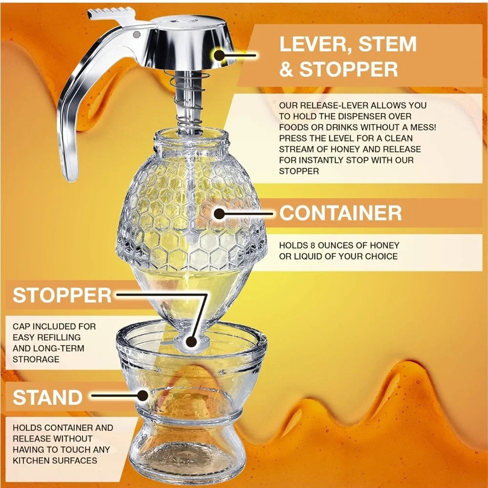 Honey Dispenser with Silver Lid
